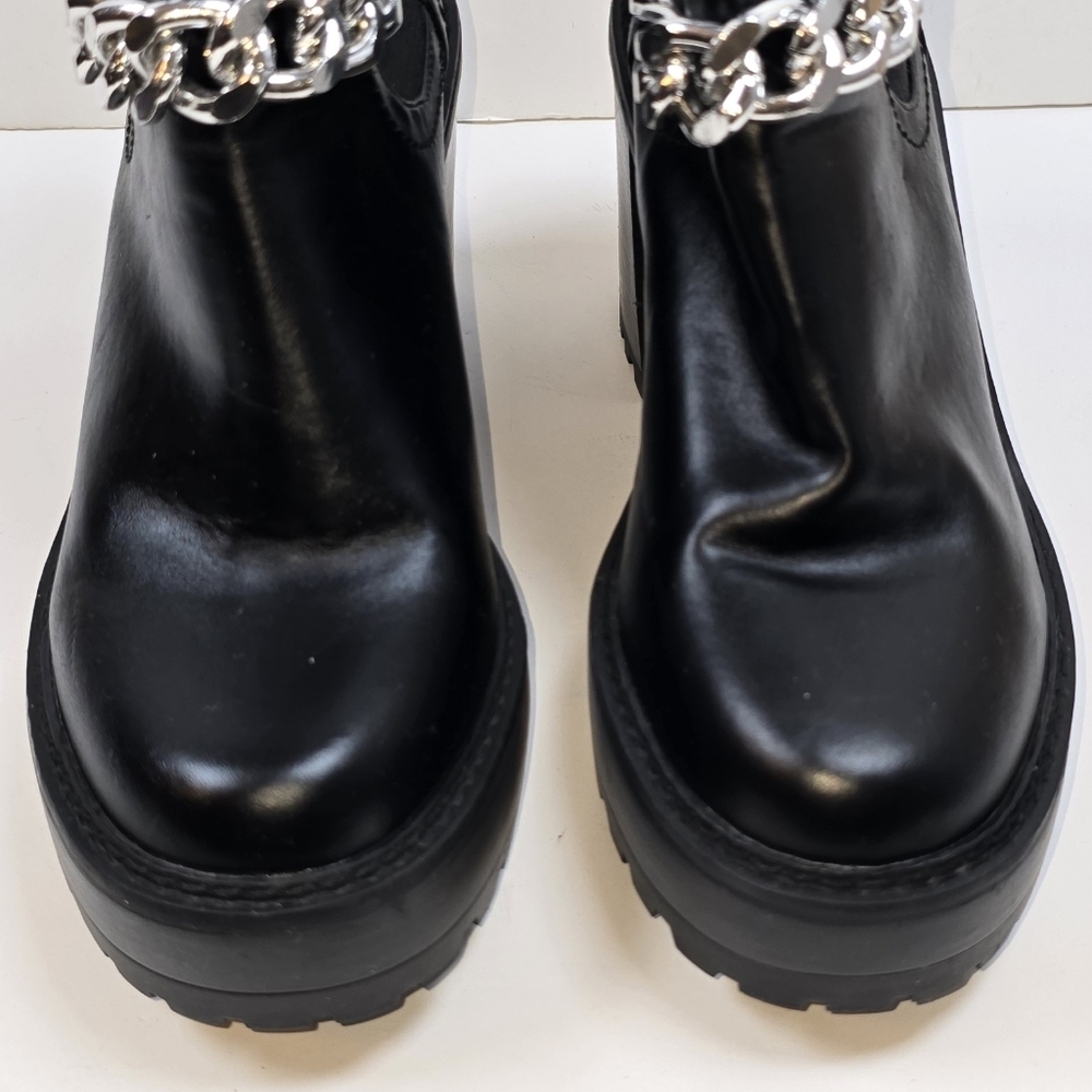 Madden Girl Chunky Platform Ankle Boots Chain Detail Lug Sole Size 9 Punk Goth - Picture 6 of 14